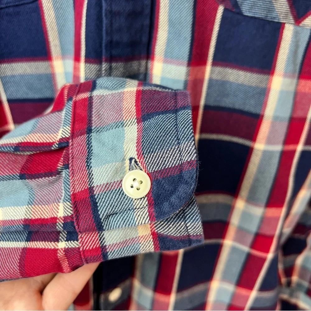 J.Crew Heavyweight Flannel Shirt | Men’s Size Large | Red & Blue Plaid | Cotton